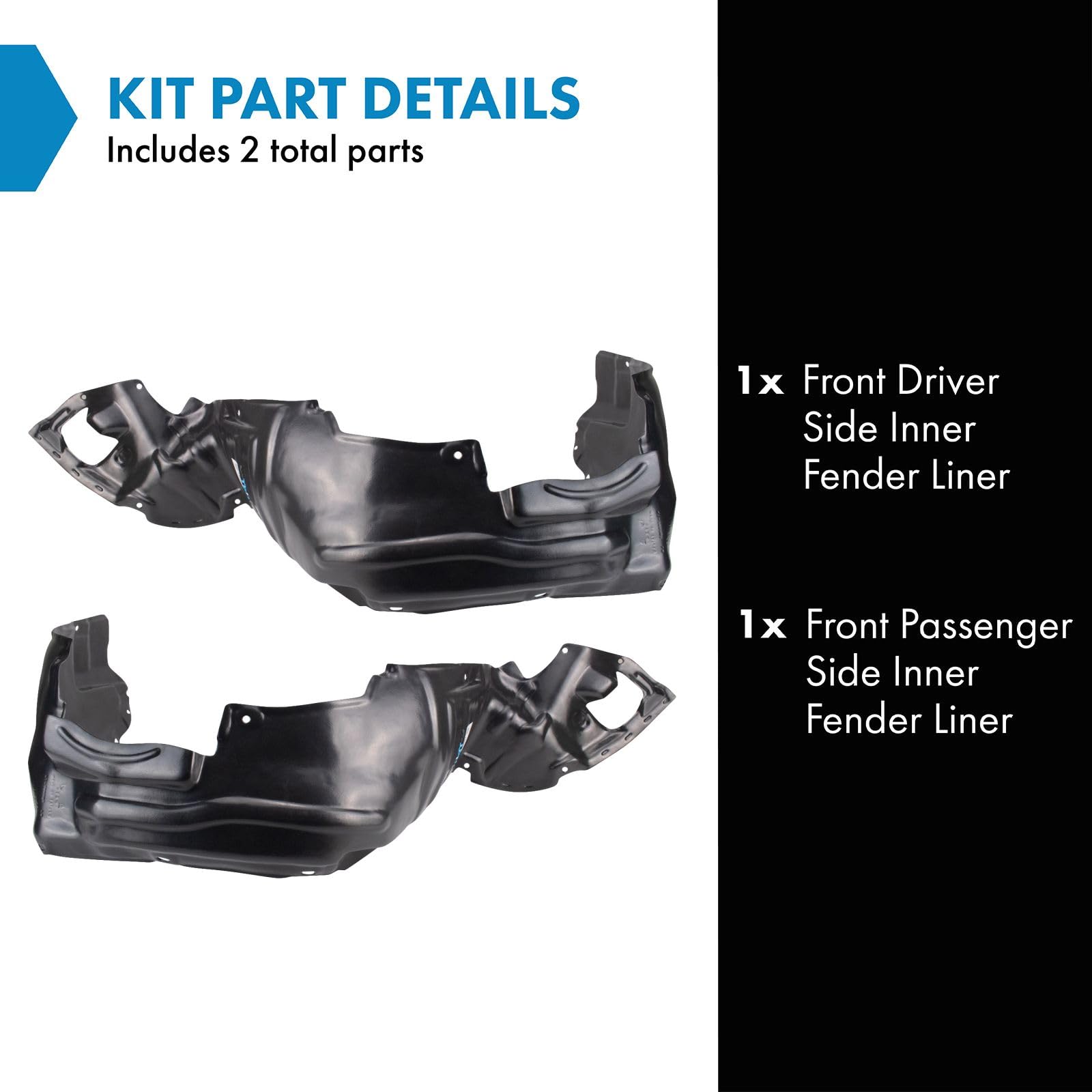 Trq Front Inner Fender Liner Set Compatible With 1999-2003 Lexus Rx300 Lx1250104 Lx1251104