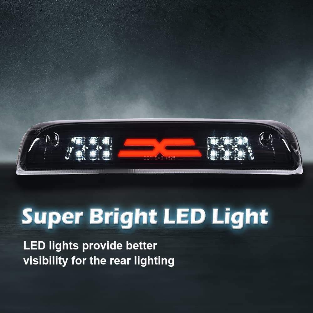 Pit66 3Rd Brake Light, Compatible With 2014-2020 Chevy Silverado 2014-2020 Gmc Sierra X Type Led Bar High Mount Stop Light Rear