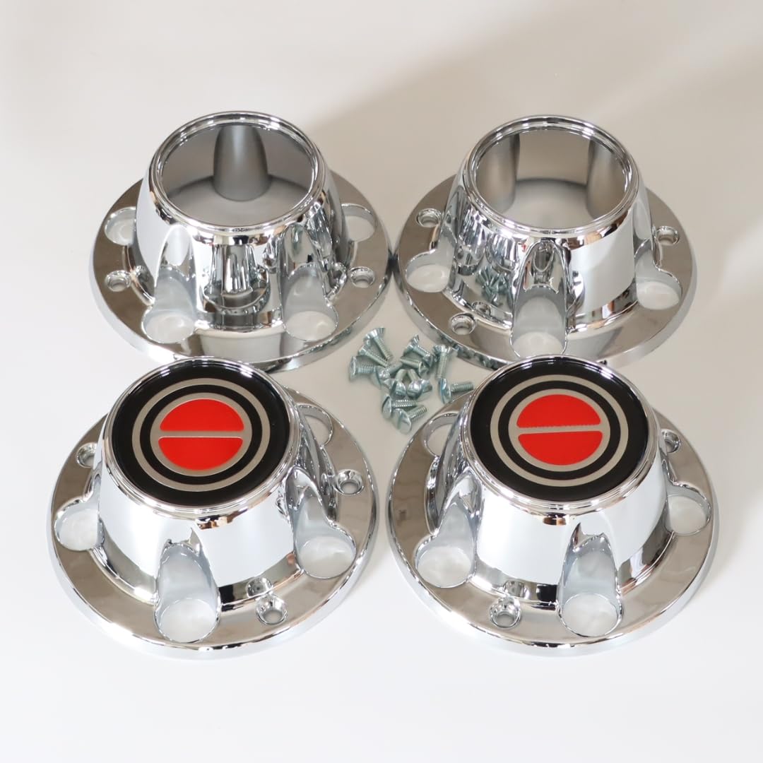 Chrome Wheel Hub Center Caps Replacement For F150 1980-1996 Truck Bronco Van 4X4 Front 4Wd Wheel Drive (Includes 12 Mounting Screws)