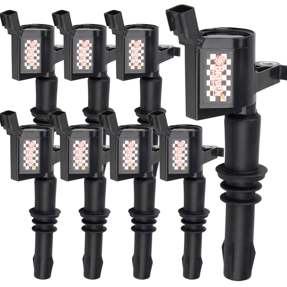 Bravex 8 Pack Straight Boot Ignition Coils 15% More Energy F-150 For Ford Lincoln Mercury V8 V10 4.6L 5.4L 6.8L Compatible With
