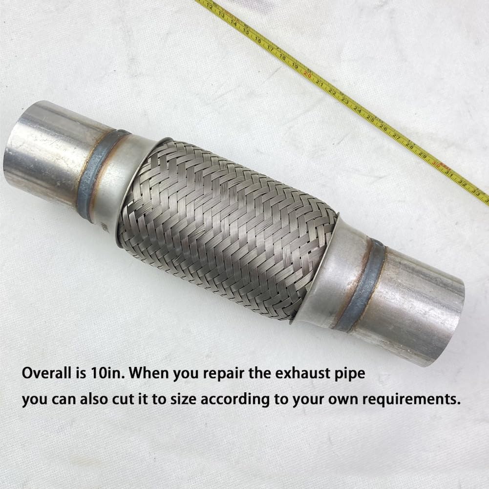 Flex Pipe Exhaust 2.5Inch Flexible Exhaust Connector/Universal Flex Pipe Coupler With Extension/Inner Braid 10Inch Length(2.5In)