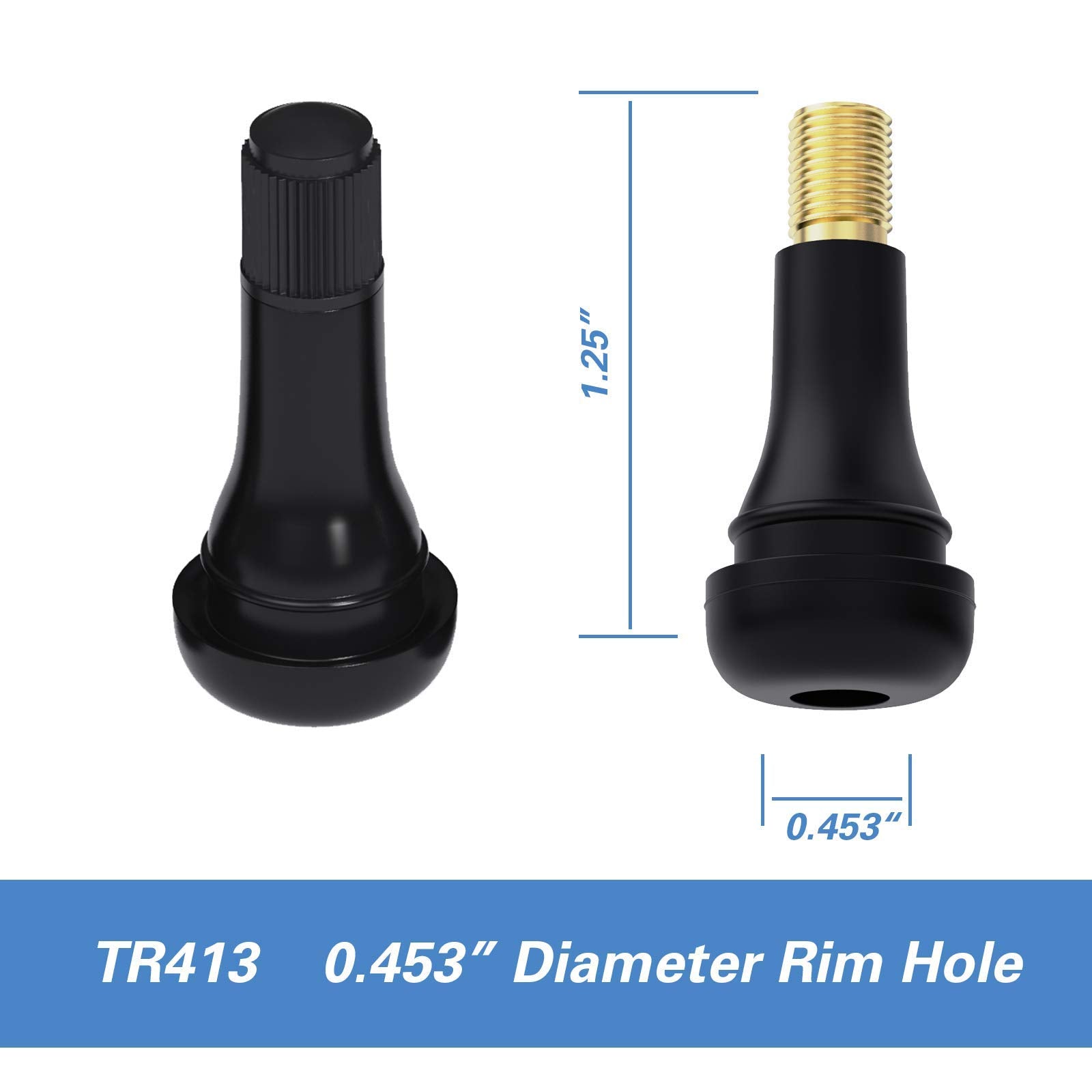 Ckauto Tr413 Rubber Snap-In Tire Valve Stem (5Pcs/Bag)