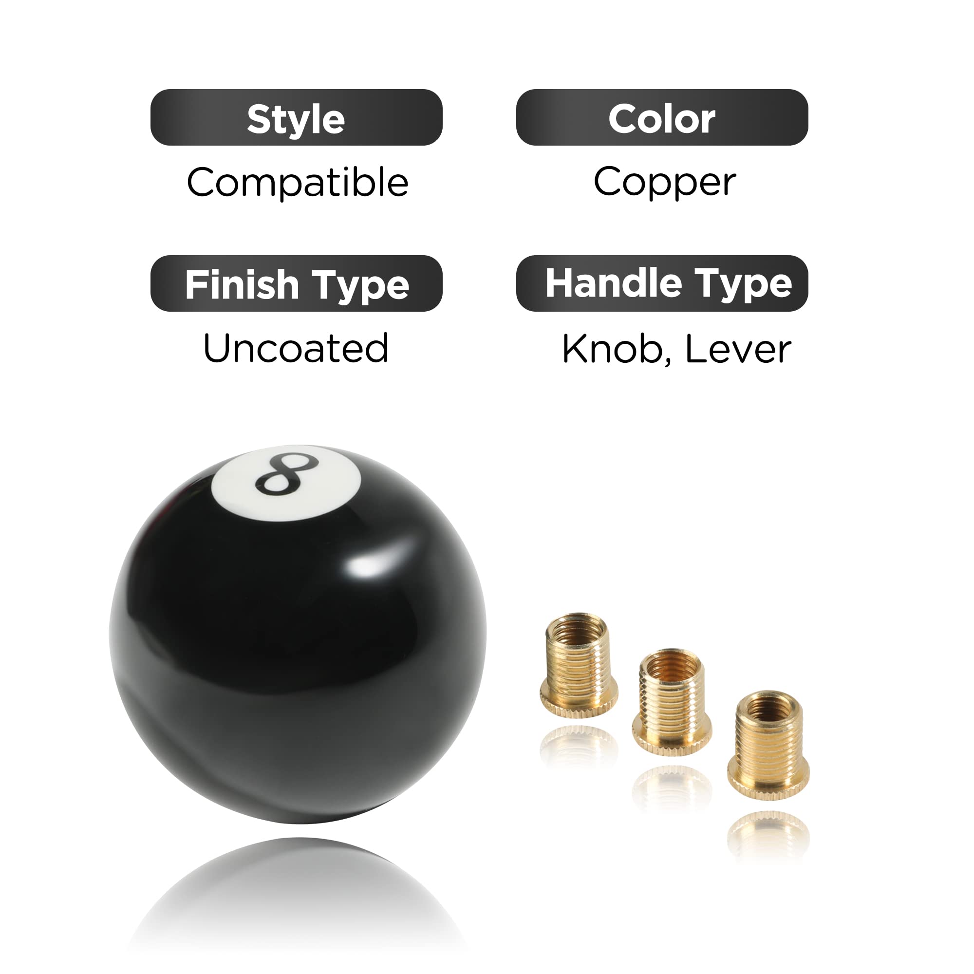 Reswish Shift Knob Manual Gear,Round Shift Knob Acrylic Gear Shift Knob,4 5 6 Speed Universal Shifter Knob with 3 Adapters,Fit f