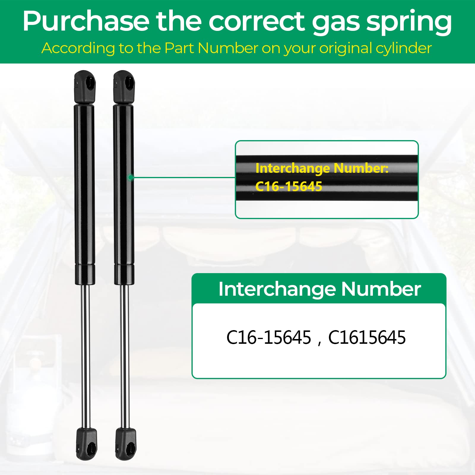 C16-15645 17 Inch 20Lb/89N Gas Struts Shocks Spring Lift Support For Leer Camper Shell Topper Rear Windows Door Truck Cap Toolbox Canopy Struts Replacement Part, C1615645, Set Of 2 By Huopo
