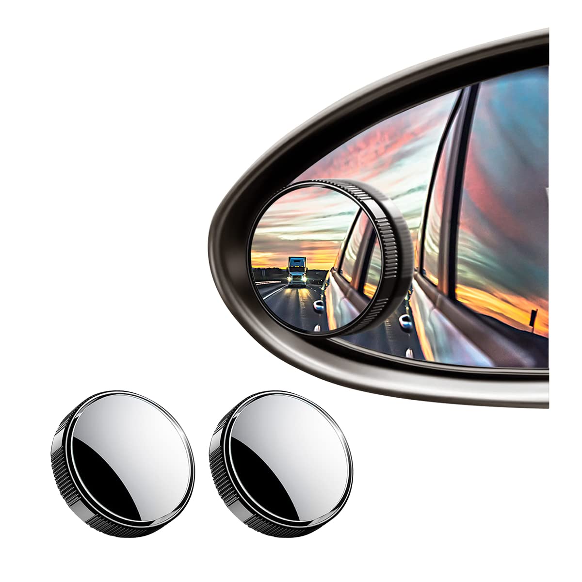 Car Blind Spot Mirror, Round Hd Glass With Framed Convex Rear View Mirror With Wide Angle Adjustable Sucker For Cars Suv And Trucks