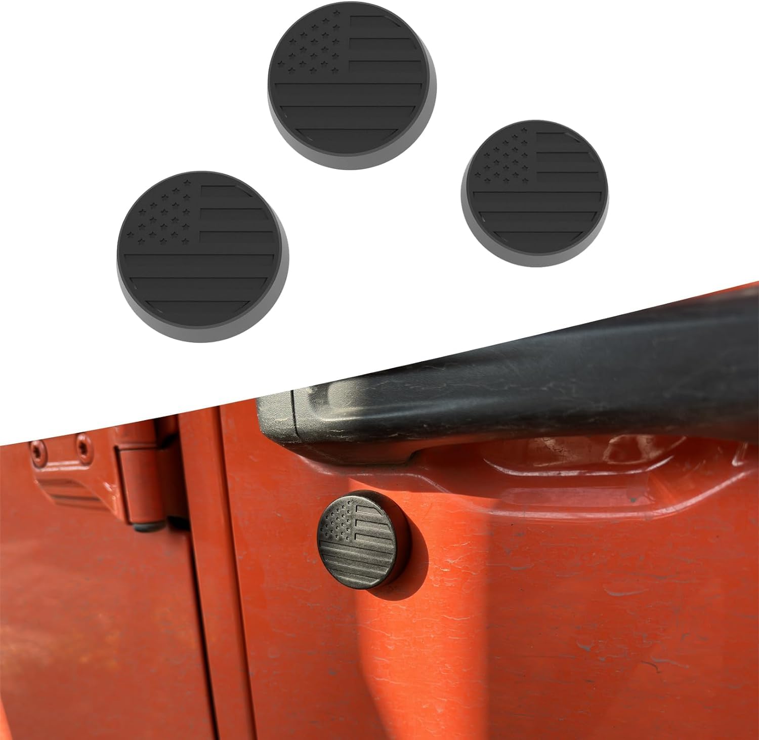 Timilge Magnetic Keyhole Covers for 2018-2023 Wrangler JL JT Door Lock Protection Covers Door Security Accessories (Black Nation