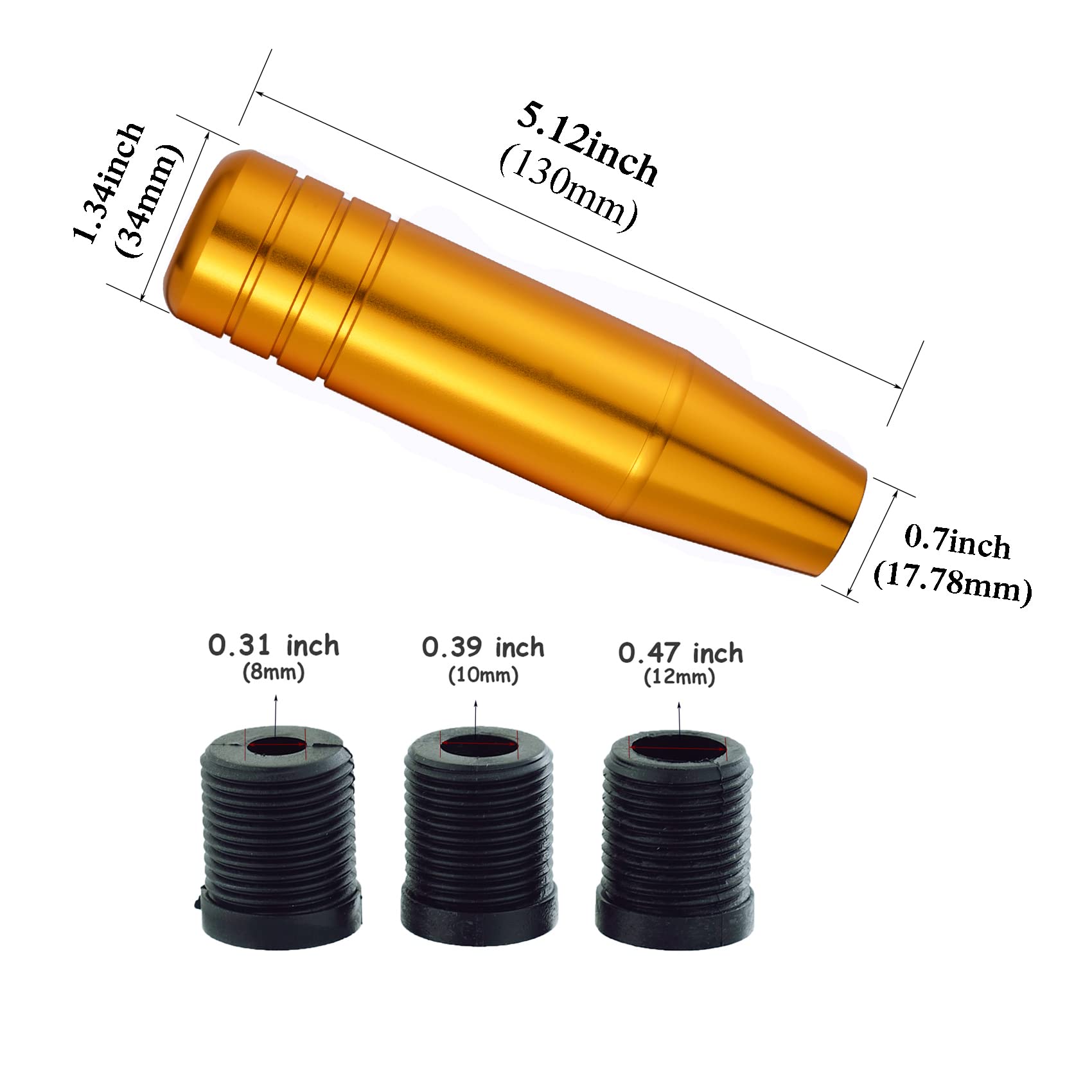 Abfer 5'' Heavy Weighted Shifter Knob, Aluminum Alloy Car Gear Lever Stick Shift Handle Fit Most Automatic Manual Vehicle (Gold)