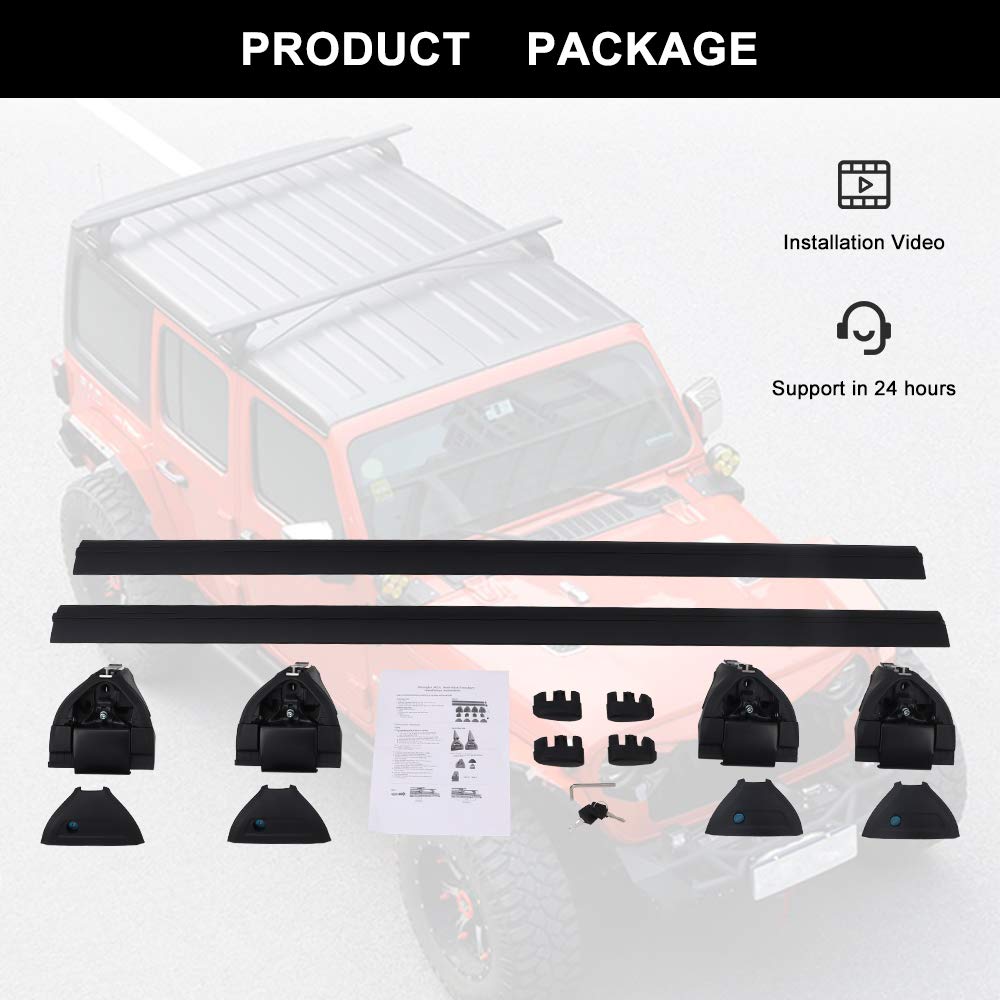 Snailfly Black Roof Rack Fit For 2007-2025 Jeep Wrangler Jk Jl Gladiator Jt 2&4 Door Cross Bars Crossbars
