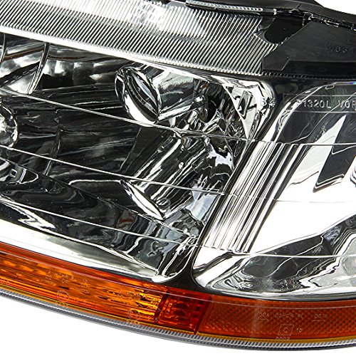 Dna Motoring Pair Of Headlights Compatible With 98-02 Honda Accord,Chrome/Amber,Hl-Oh-Ha98-Ch-Ab