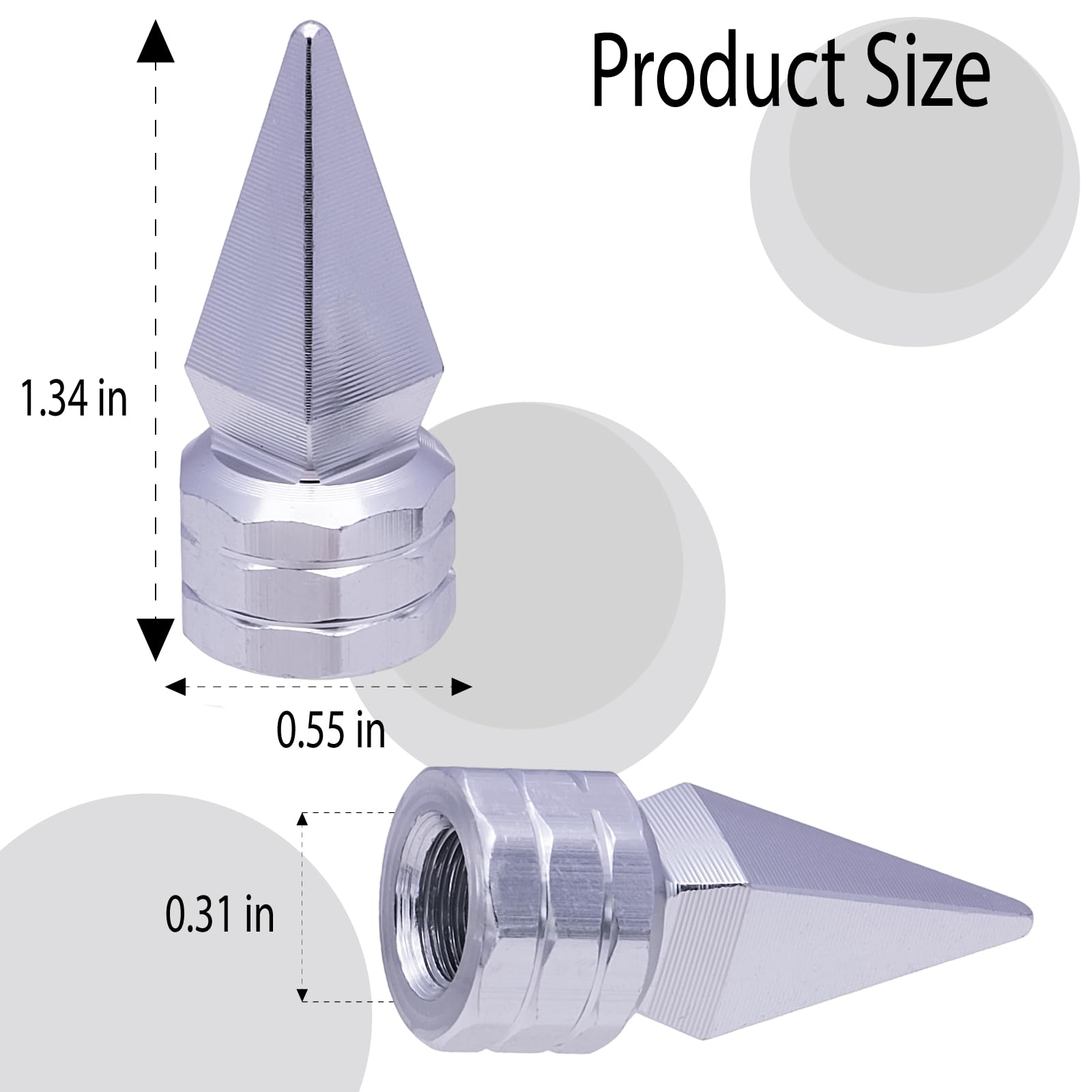 Meajoo 6Pcs Spiked Shape Tire Valve Stem Caps, Aluminum Alloy Spike Wheel Tire Valve Stem, Universal Dustproof Waterproof Air Ca