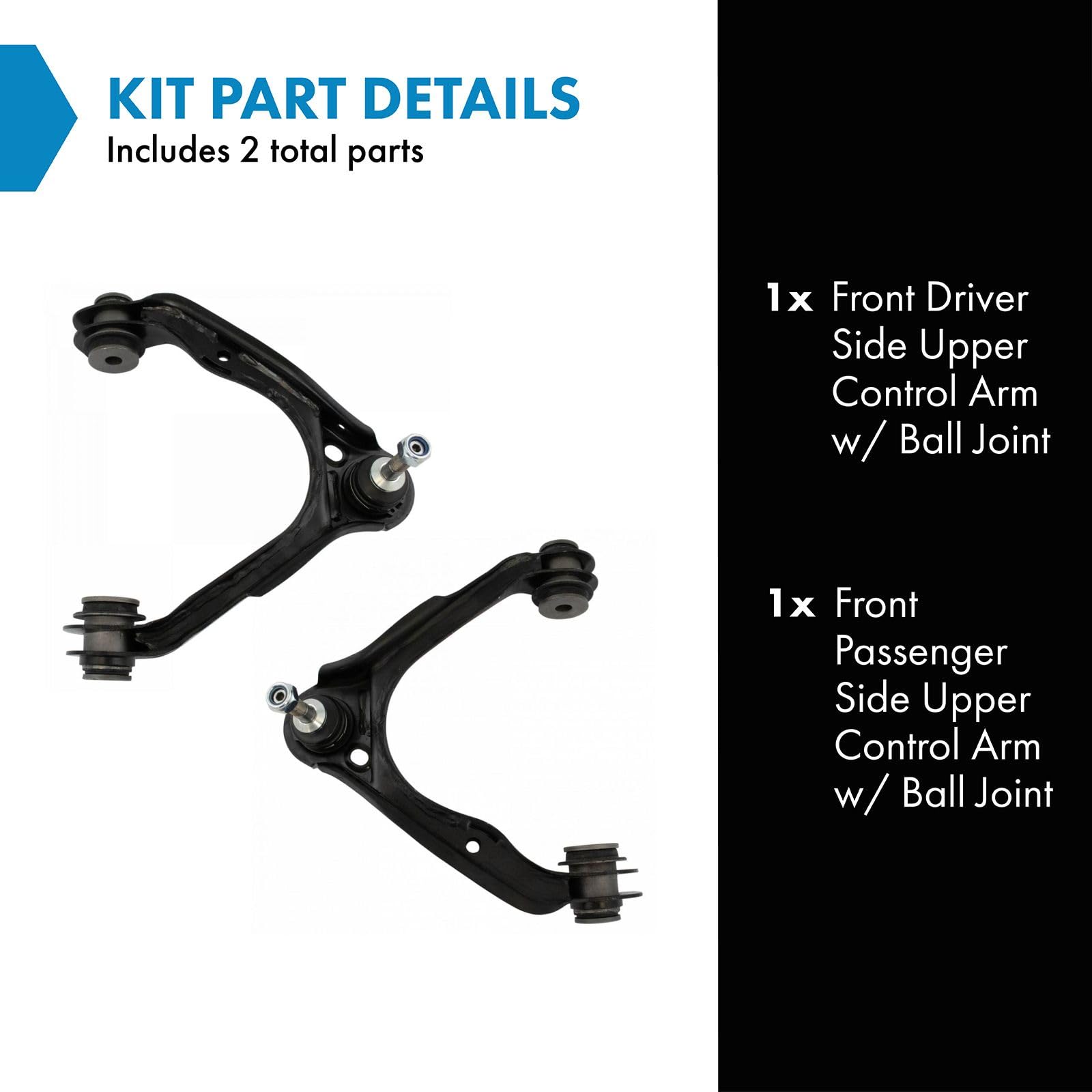 Trq Front Upper Control Arm With Ball Joint Set Compatible With 2006-2011 Ford Crown Victoria Lincoln Town Car Mercury Grand Mar