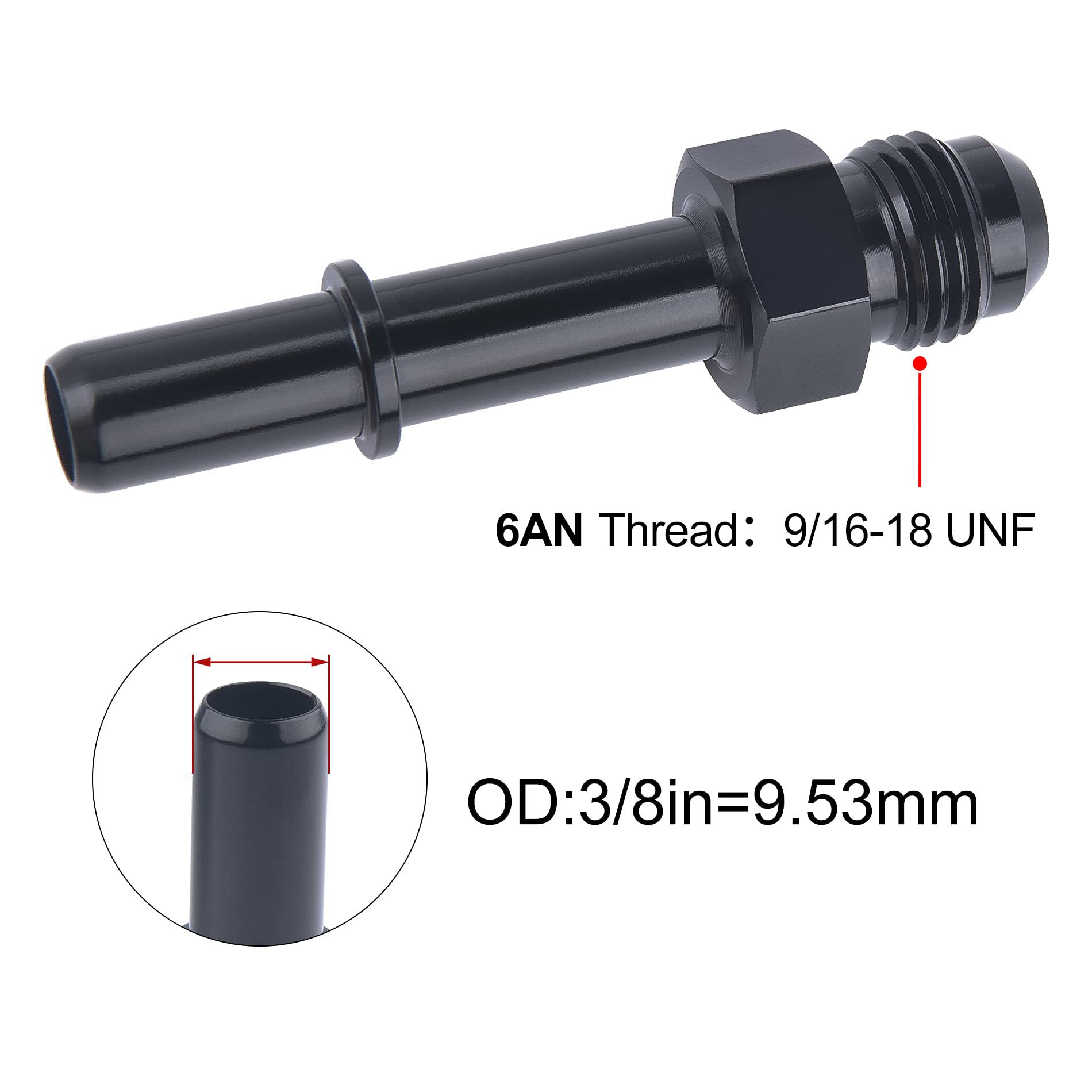 Evil Energy 6An Male To 3/8' Sae Quick Disconnect Male Push On Efi Fitting Adapter Aluminum