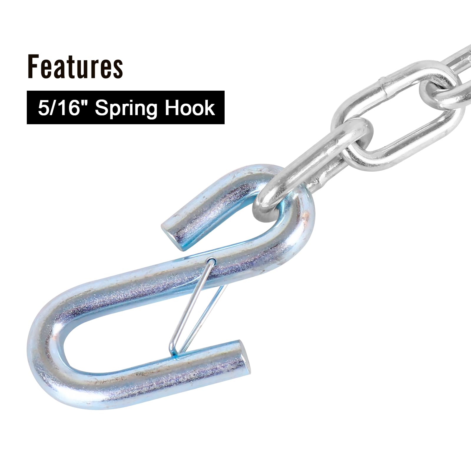 Tnyeobae 27 '' Trailer Safety Chain With 1Pcs 5/16 '' Spring Hook, Grade-30 Metal Safety Chain Kit 7000 Lbs(Pack Of 2)