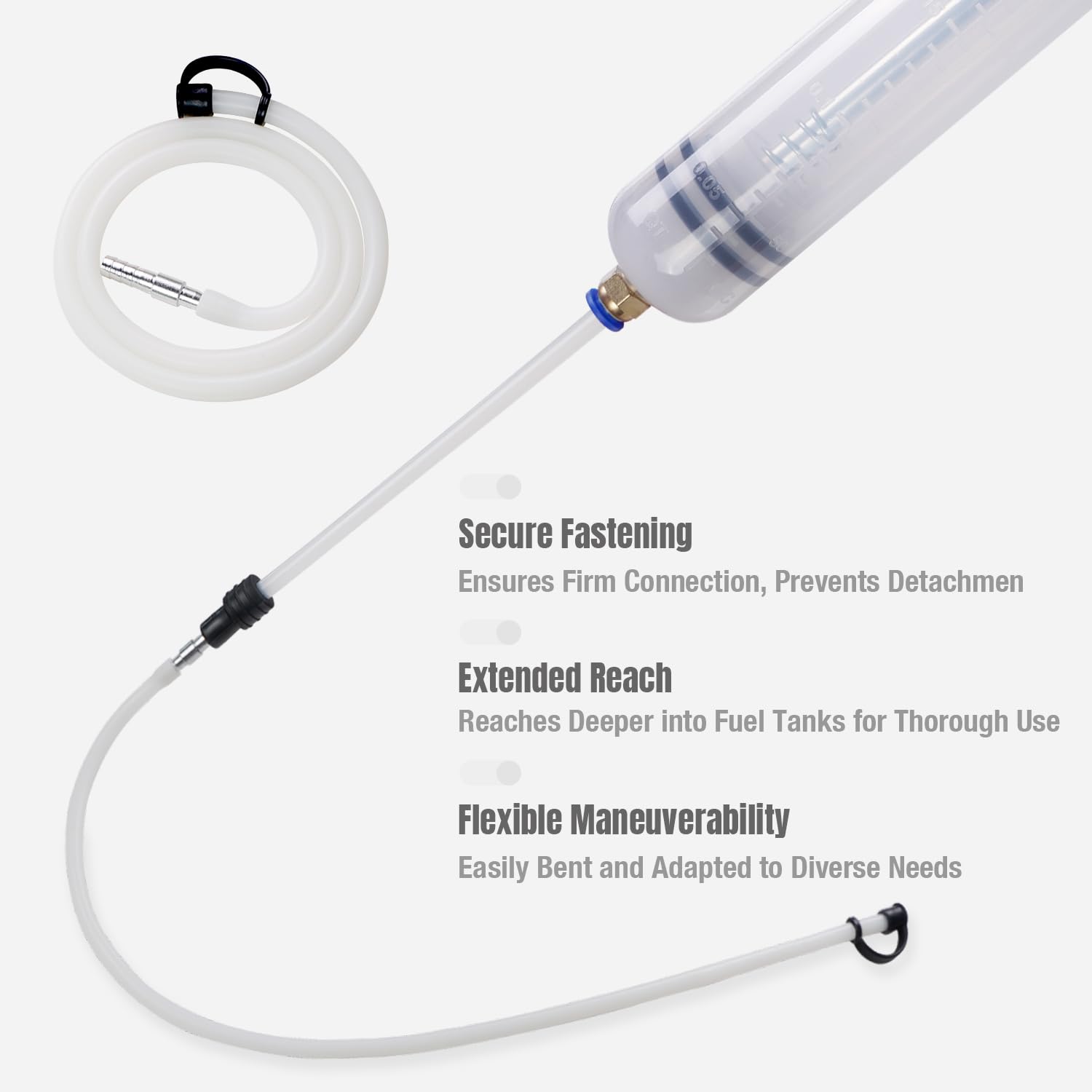 Thorstone Automotive Fluid Extractor Pump With Long Rubber Hose, Oil Change Syringe With Hose, Manual Fuel Suction & Filler, Flu