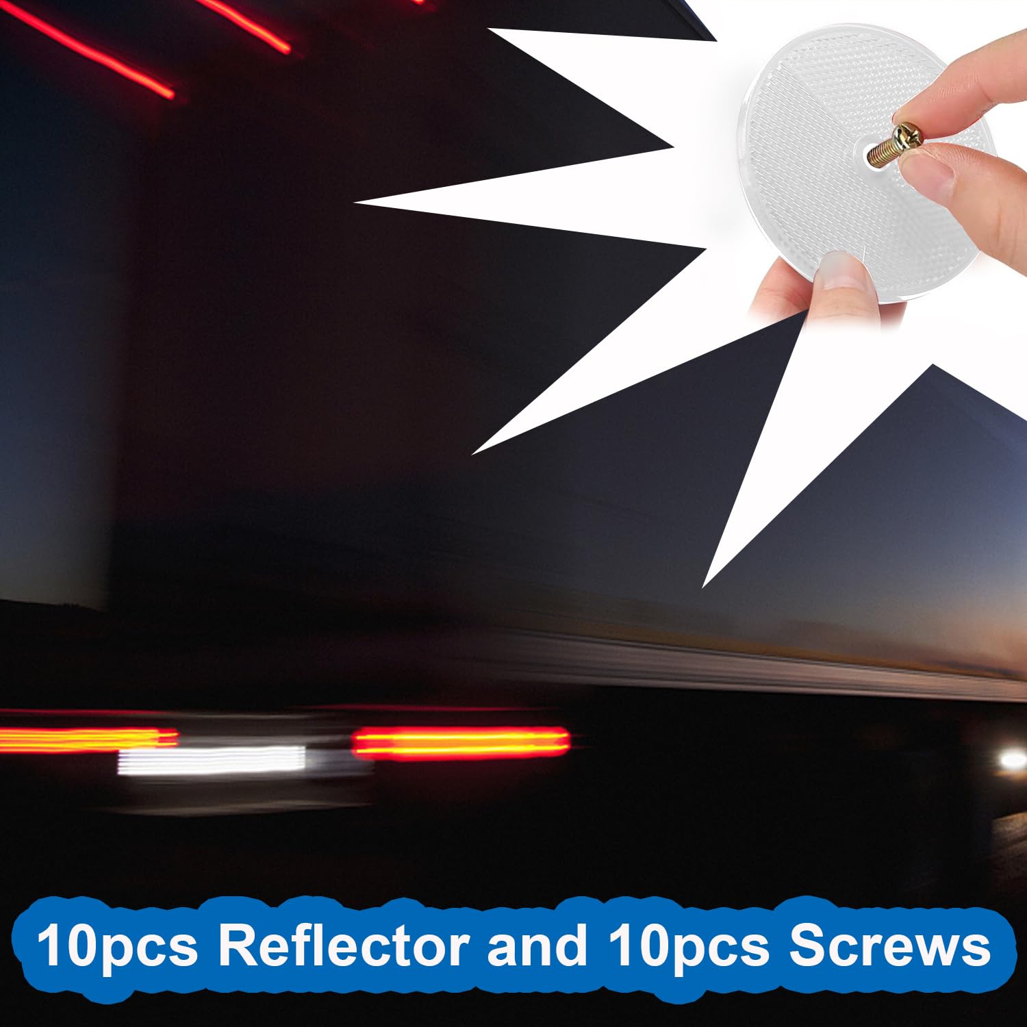 Smseace 10Pack White Round Reflectors With 10Pcs Stainless Steel Screw Used For Mailboxes,Driveway,Tunnels,Post,Cars,Trailer Ref