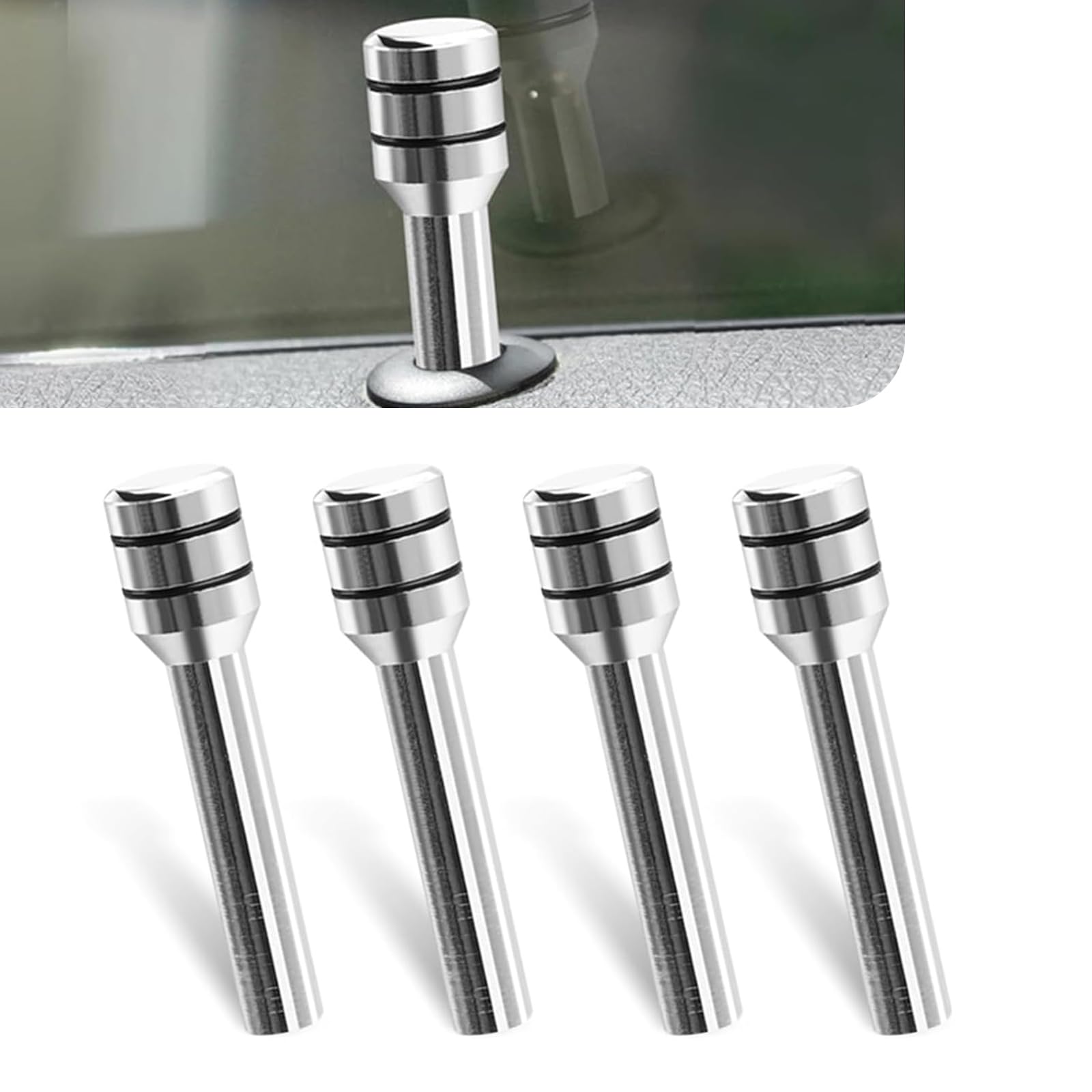Slykew 4 Pcs Car Door Lock Knobs, 0.47'' X 1.93'' Aluminum Alloy Inner Door Lock Pull Pins, Automotive Inner Door Pull Pins Deco
