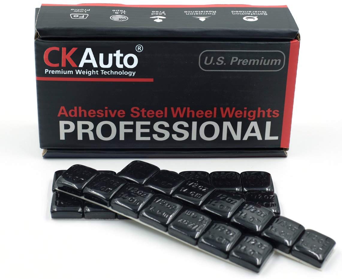 Ckauto 1/2Oz, 0.5Oz, Black, Adhesive Stick On Wheel Weights, 63Oz/Box, Us Quality, (126Pcs)