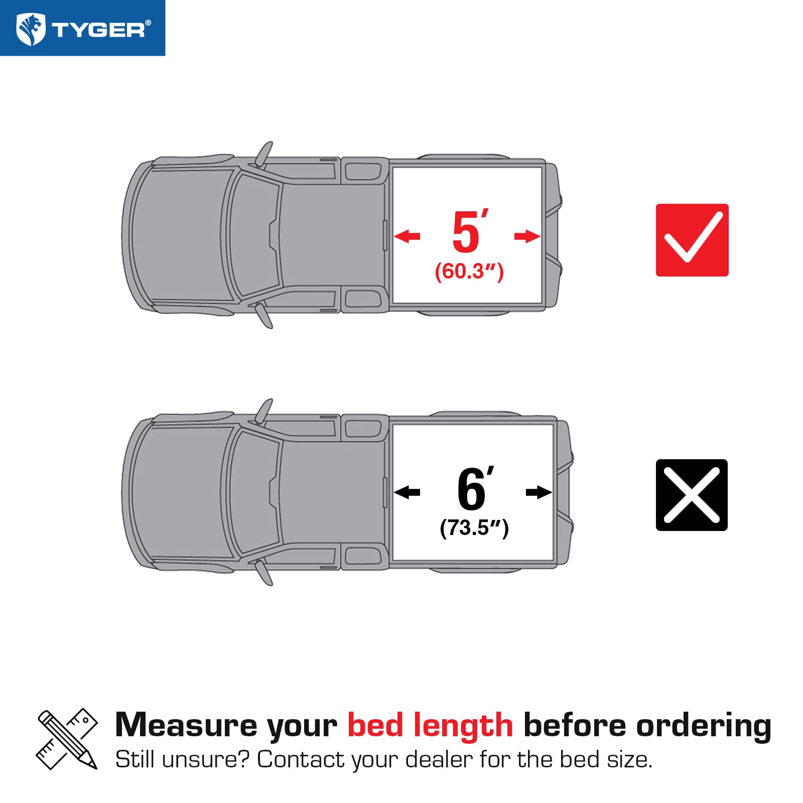 Tyger Auto T3 Soft Tri-Fold Truck Bed Tonneau Cover Compatible With 2005-2015 Toyota Tacoma | 5' (60'') Bed | Tg-Bc3T1030, Black