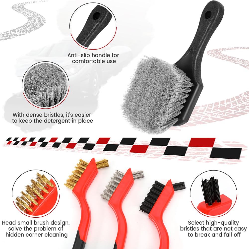 Aptleou Car Detailing Brush Set, 11Pcs Car Detailing Kit Includes Car Interior Detailing Brushes, Car Wheel & Tire Brush For Rim