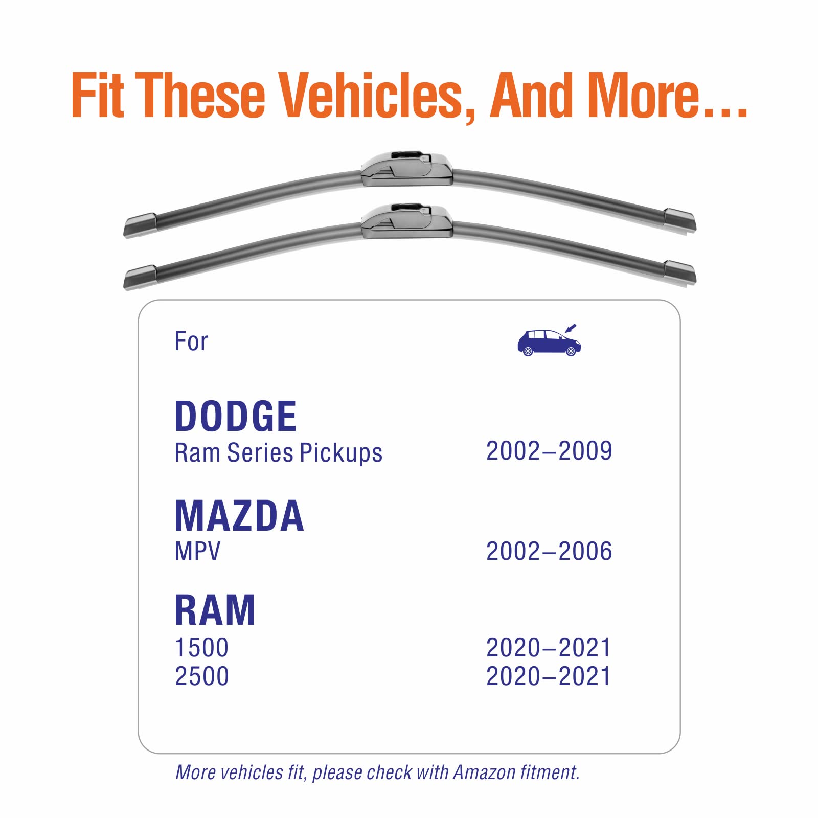 Wowiper Wiper Blades 24'' + 24'' Automotive Replacement Windshield Wiper Blades For My Car Premium All-Seasons Oe Quality Wipers