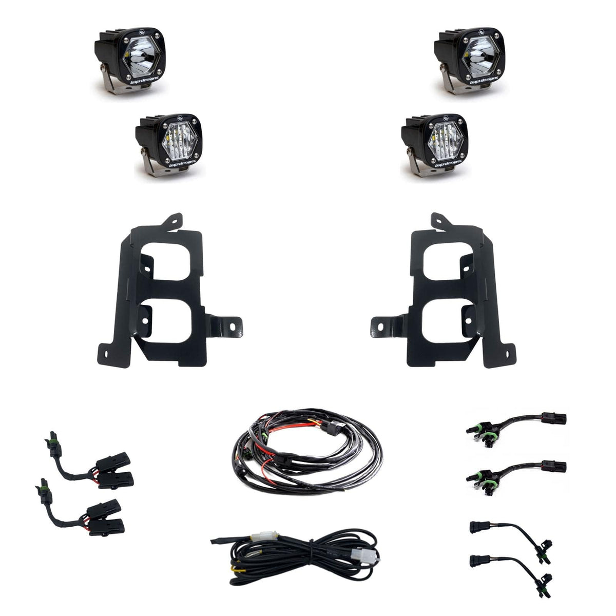 Baja Designs S1 Led Dual Fog Pocket Light Kit For Gmc Sierra 1500 Truck 2019-22 (Wide Cornering/Spot Lens; Clear)