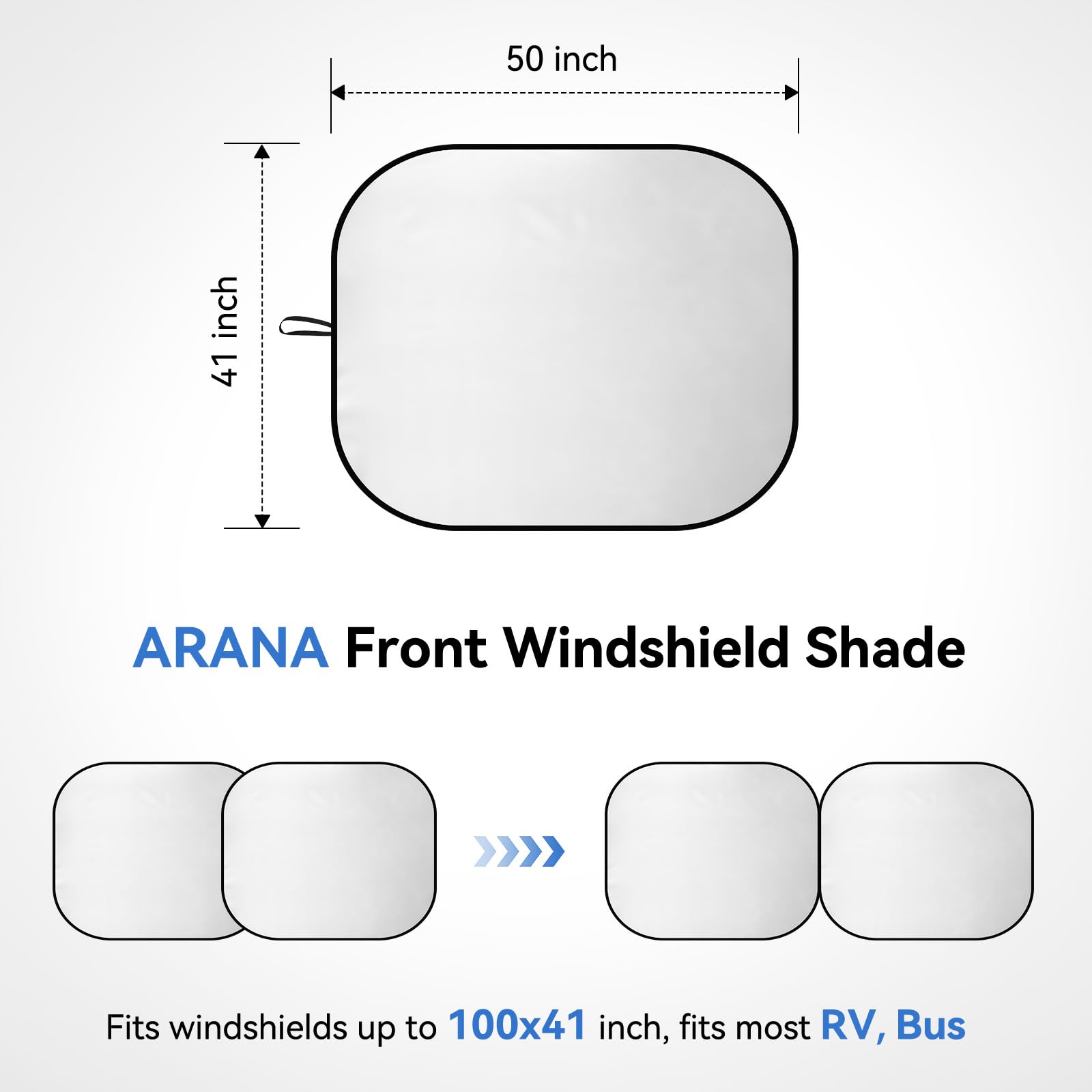 Arana 2 Piece Rv Sun Shade For Windshield, Rv Car Windshield Sun Shade Cover Keeps Your Cool Front Rvs, Trucks, Motorhomes, Larg