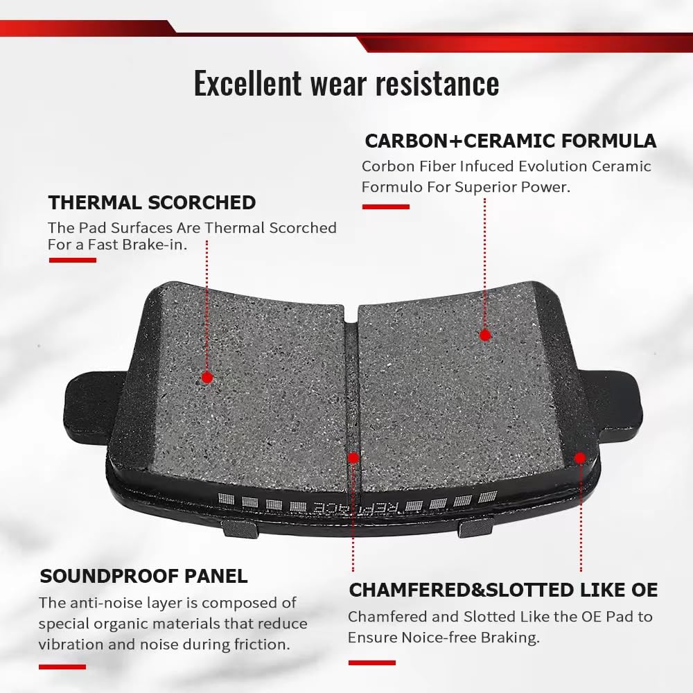 Sipautec-Front Rear Ceramic Disc Brake Pads Replacement For (2008 2009 2010 2011 2012 Honda Accord Ex Or Ex-L), For (2009 2010 2