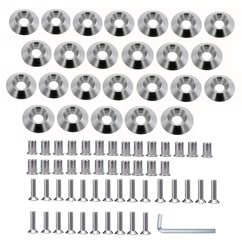 STETION Stainless Steel 25 Pcs Fender Bumper Washer Bolt M5x20mm CNC Finishing Washer Engine Bay Dress Up Fastener Kit Flares Wi