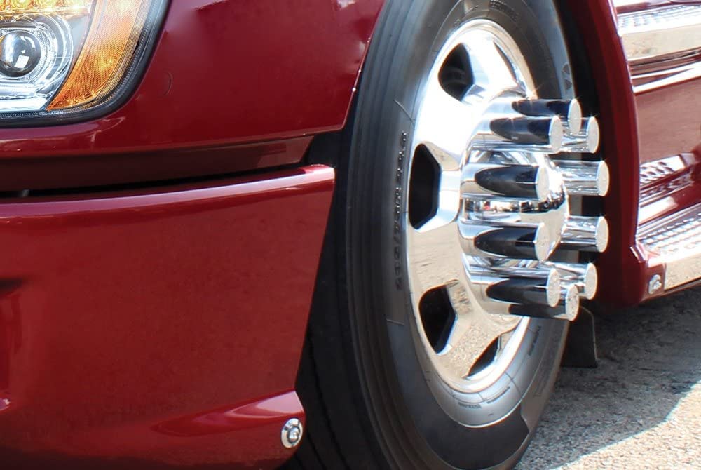 United Pacific 10013Cb - Wheel Lug Nut Cover Set - 33Mm X 3-1/2'' Chrome Plastic Cylinder Nut Cover - Thread-On (60 Pack