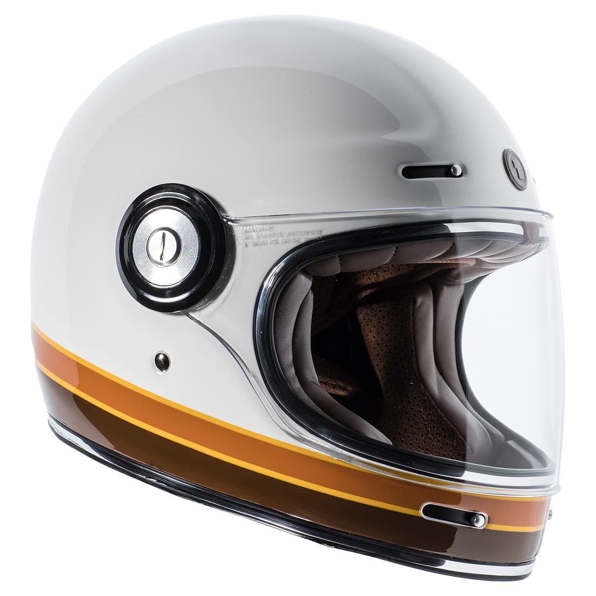 Torc T1 Unisex-Adult Retro Full-Face-Helmet-Style Motorcycle (Iso Bars Gloss White, X-Small)