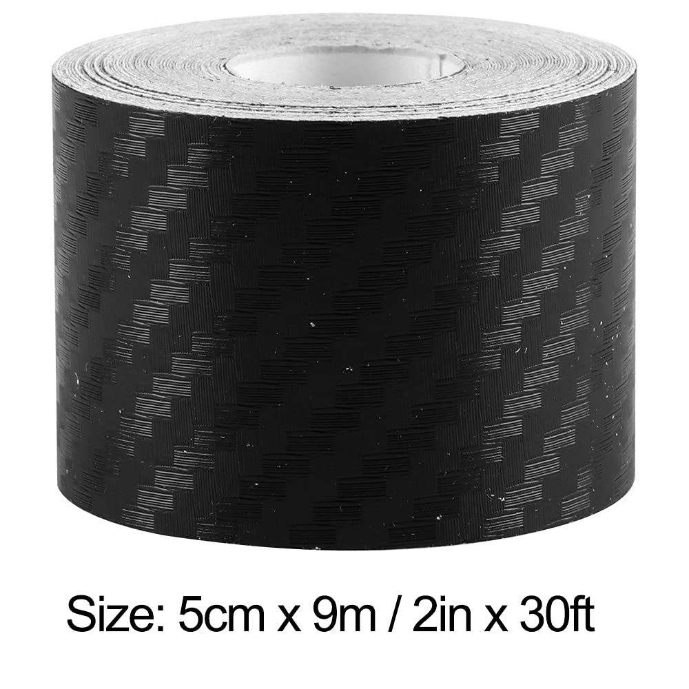 Lzlrun 3D Carbon Fiber Vinyl Wrap - Outdoor Rated For Automotive Use - 2 Inch X 30Ft Universal Chrome Black Dry Carbon Fiber Det