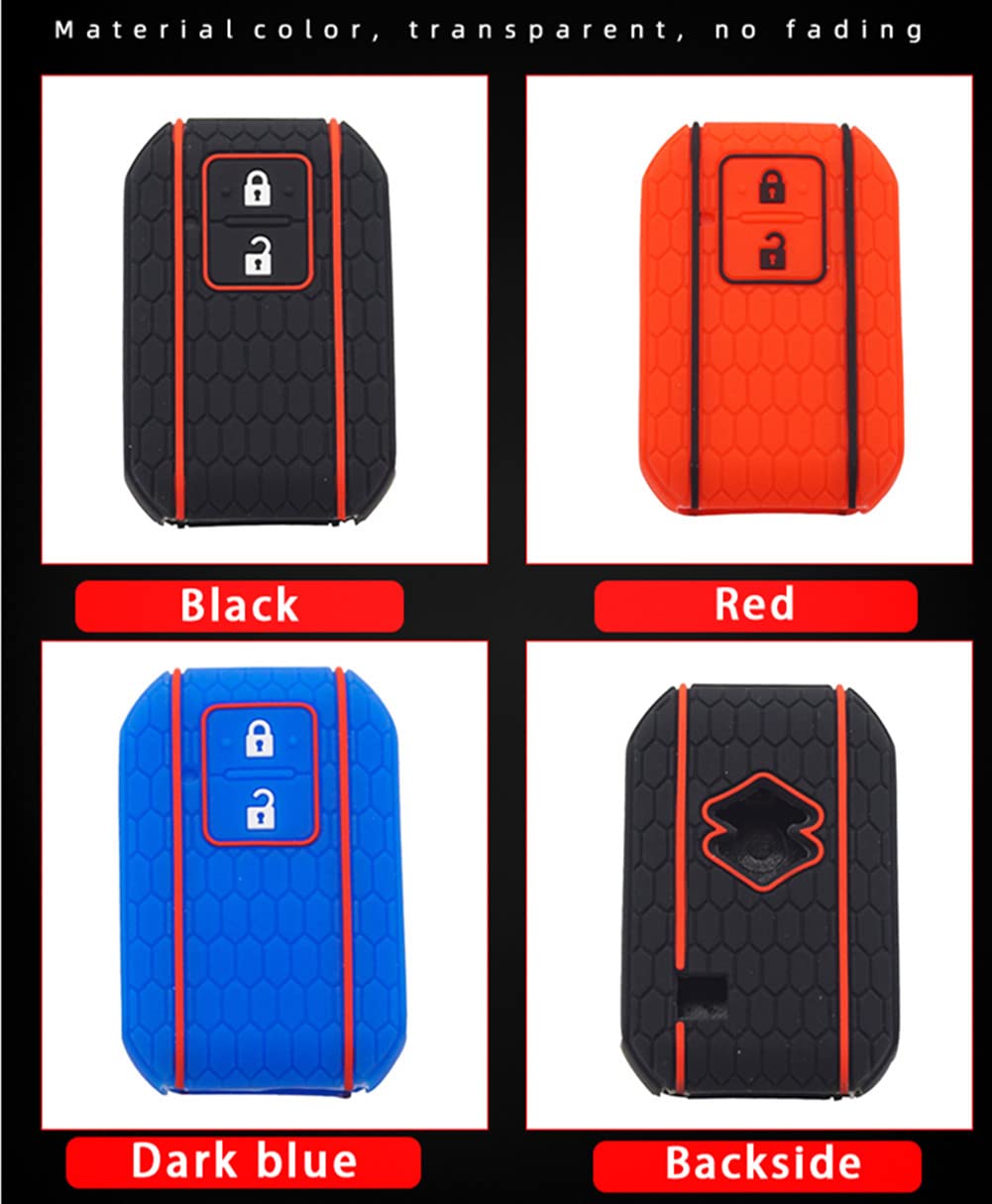 Otmik Silicone Car Key Cover Case Compatible With Suzuki New Swift Wagon R Monopoly Ignis Xl7 Soft Key Shell (Red 2 Buttons)