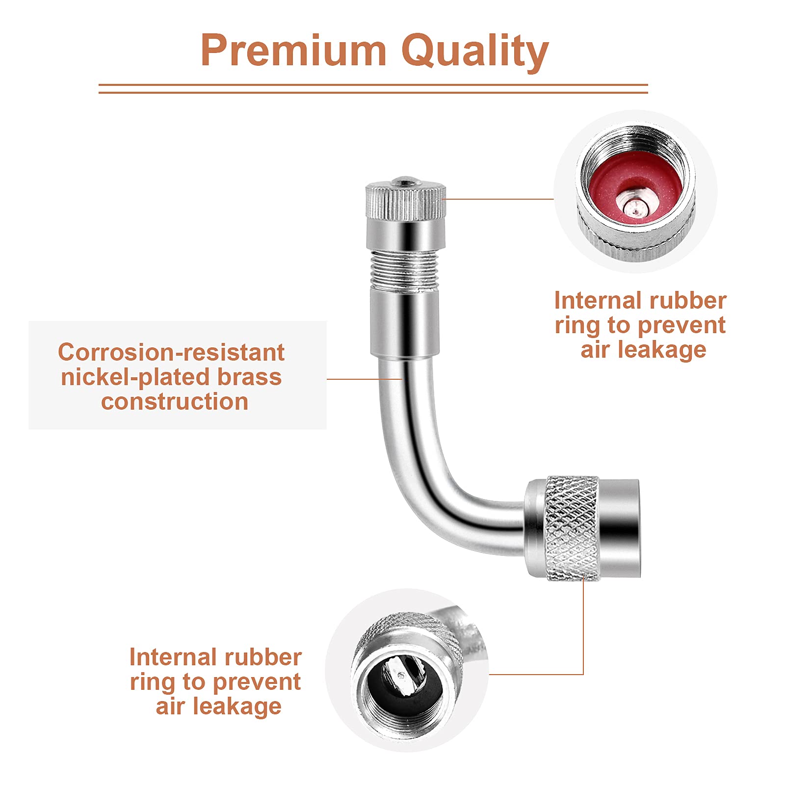 Valve Stem Extenders,4Pcs 7Inch/180Mm Dual Flexible Stainless Steel Braided Valve Stem Extensions,6Pieces 45 90 135 Degree Brass Valve Adaptors For Car Truck Motorhome Trailer Rv Trailer Vehicle