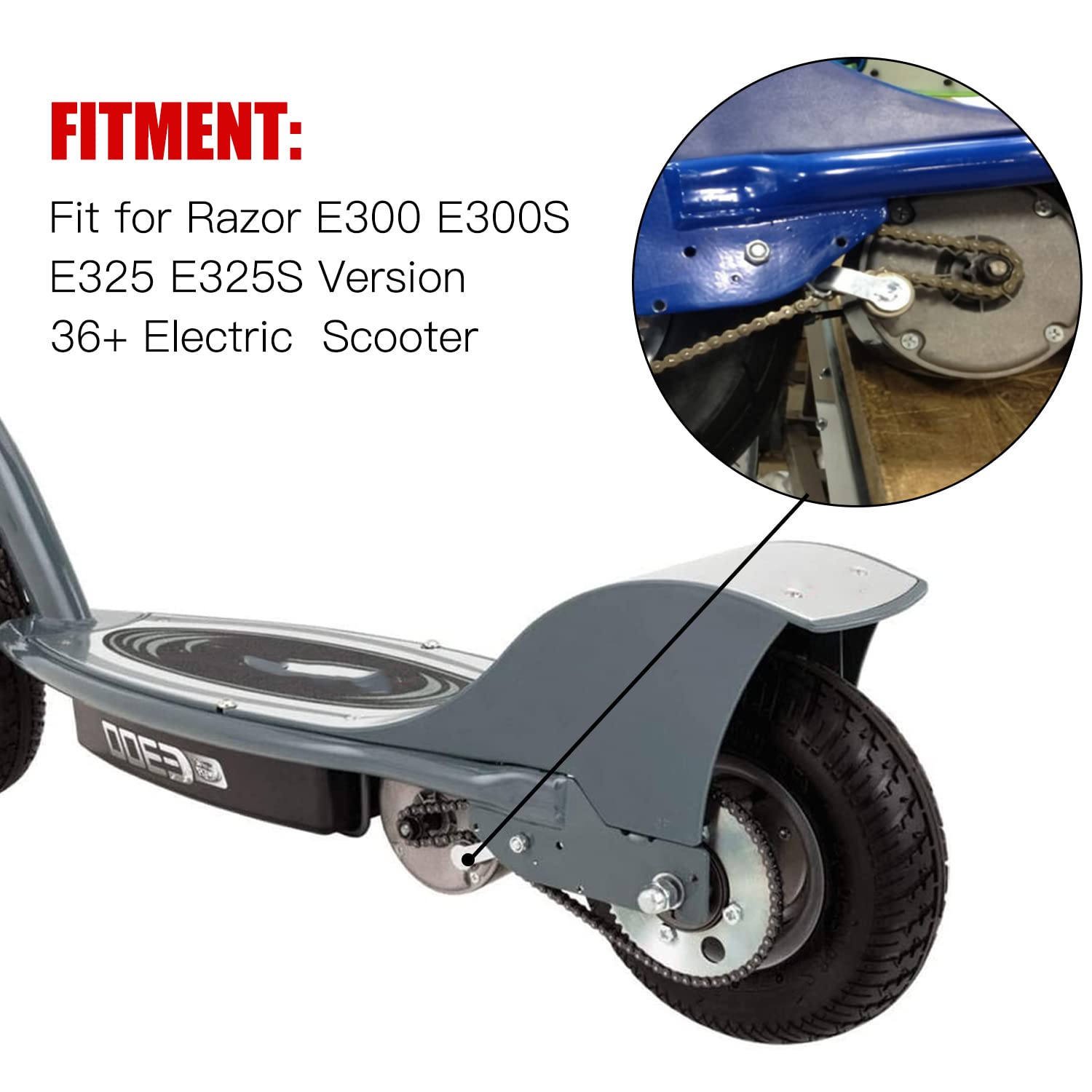 GREHUA Chain Adjuster Tensioner with Roller Spring for Razor E300 Series E300S E325 E325S Version 36+ Electric Scooter Heavy Dut