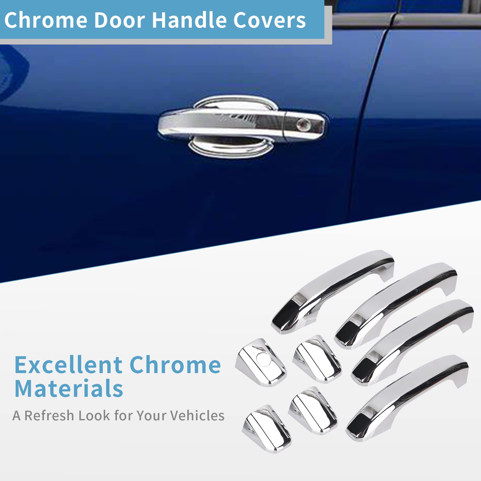 Tutor Auto Chrome Door Handles & Mirror Covers for Chevrolet Silverado/GMC Sierra 1500 2500 3500 (2014-2018) - Tailgate Cover with Camera Hole