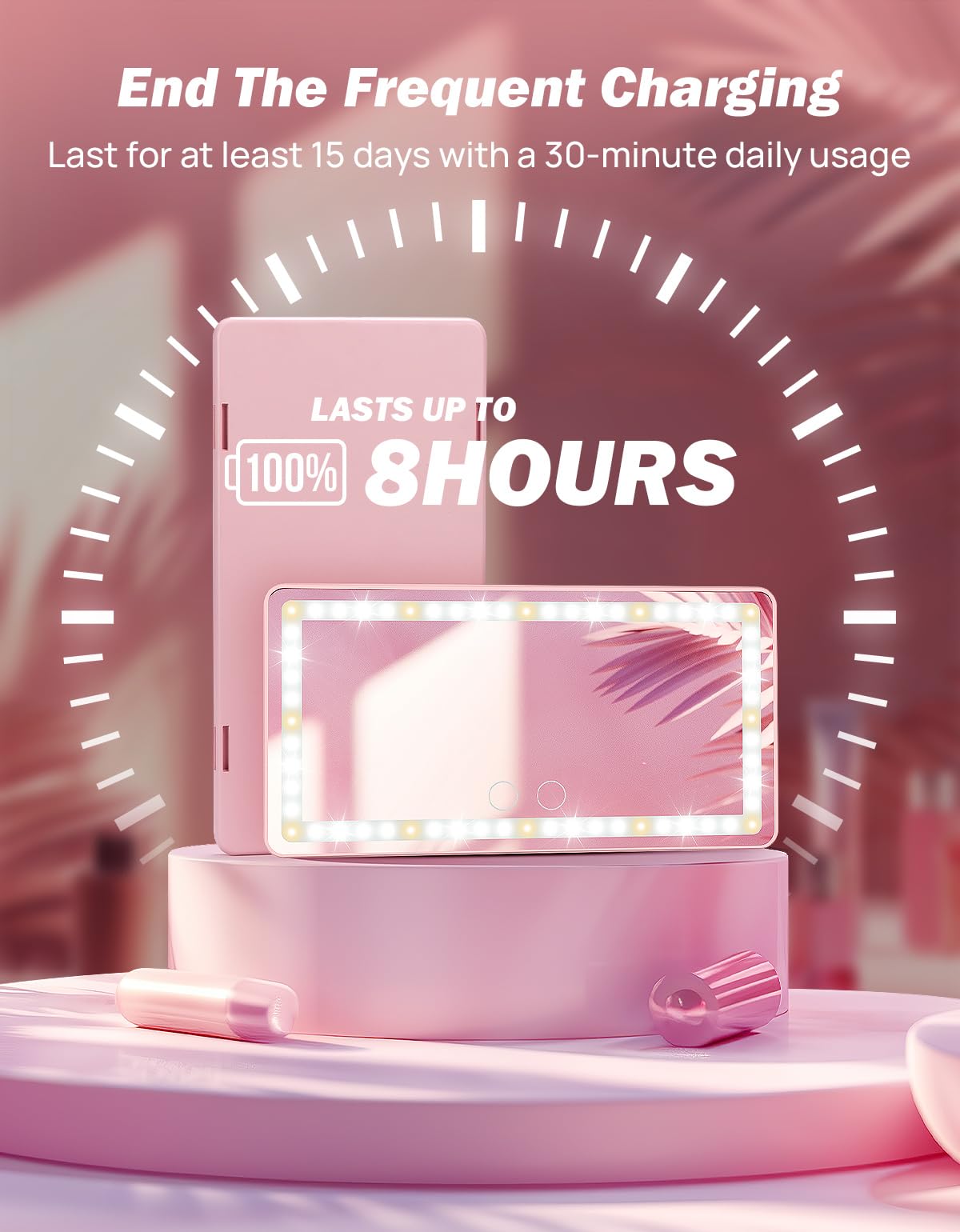 Joytutus Car Sun Visor Vanity Mirror, Car Mirror With 3 Light Modes & 60 Leds, Rechargeable, Touch Control, Universal Fit