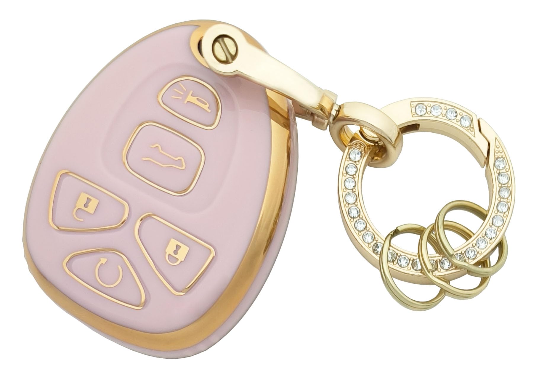 Key Fob Cover Case Shell Keychain For Suburban Tahoe Traverse Gmc Acadia Yukon Cadillac Escalade Srx Buick Enclave Pink (For Gmc