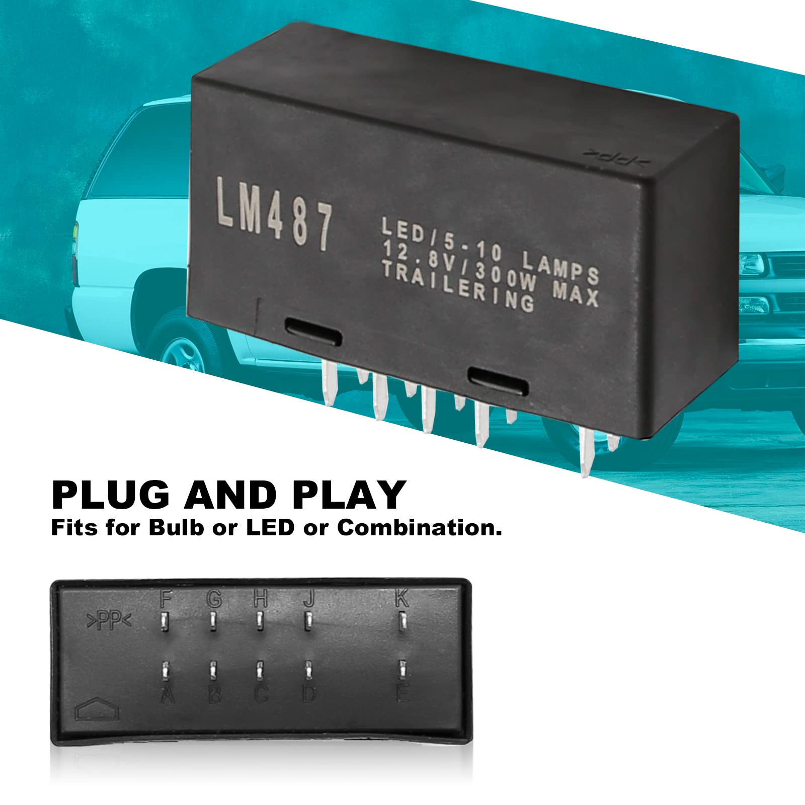 VIKKSAER LM487 LED Flasher Relay - 10383321 Turn Signal Relay for Chevy GMC Cadillac Hummer 03-07 Models, Warning & Turn Signal Flasher