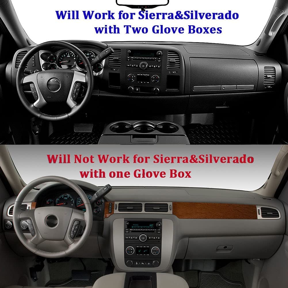 Blibliunit Dashboard Cover For Gmc Sierra And Chevrolet Silverado- Fits 2007-2013 Models With Two Glove Boxes. Custom Fit Dash M
