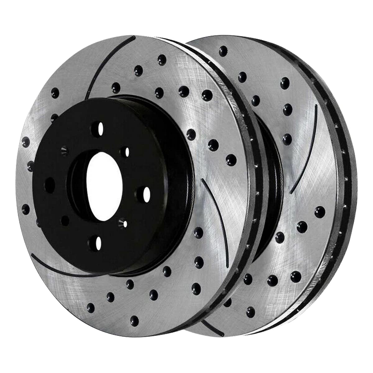 Autoshack Black Hat Drilled And Slotted Brake Rotors With Ceramic Pads Front Brake Rotor Replacement Kit For 1996-2005 Honda Civic 2010-2014 Insight 1997-2005 Acura El 1.3L 1.7L Fwd Scdpr42974297465A