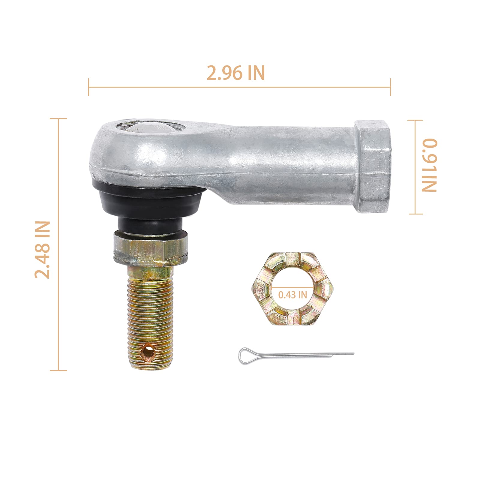 Tie Rod End Kit, Ball Joint, Compatible With 2000-2017 Honda Rancher 350/400 / 420 | 03-17 Honda Rincon 650/680 | 1989 1990 Honda Pilot 400, Driver Left & Passenger Right Side, 2 Sets