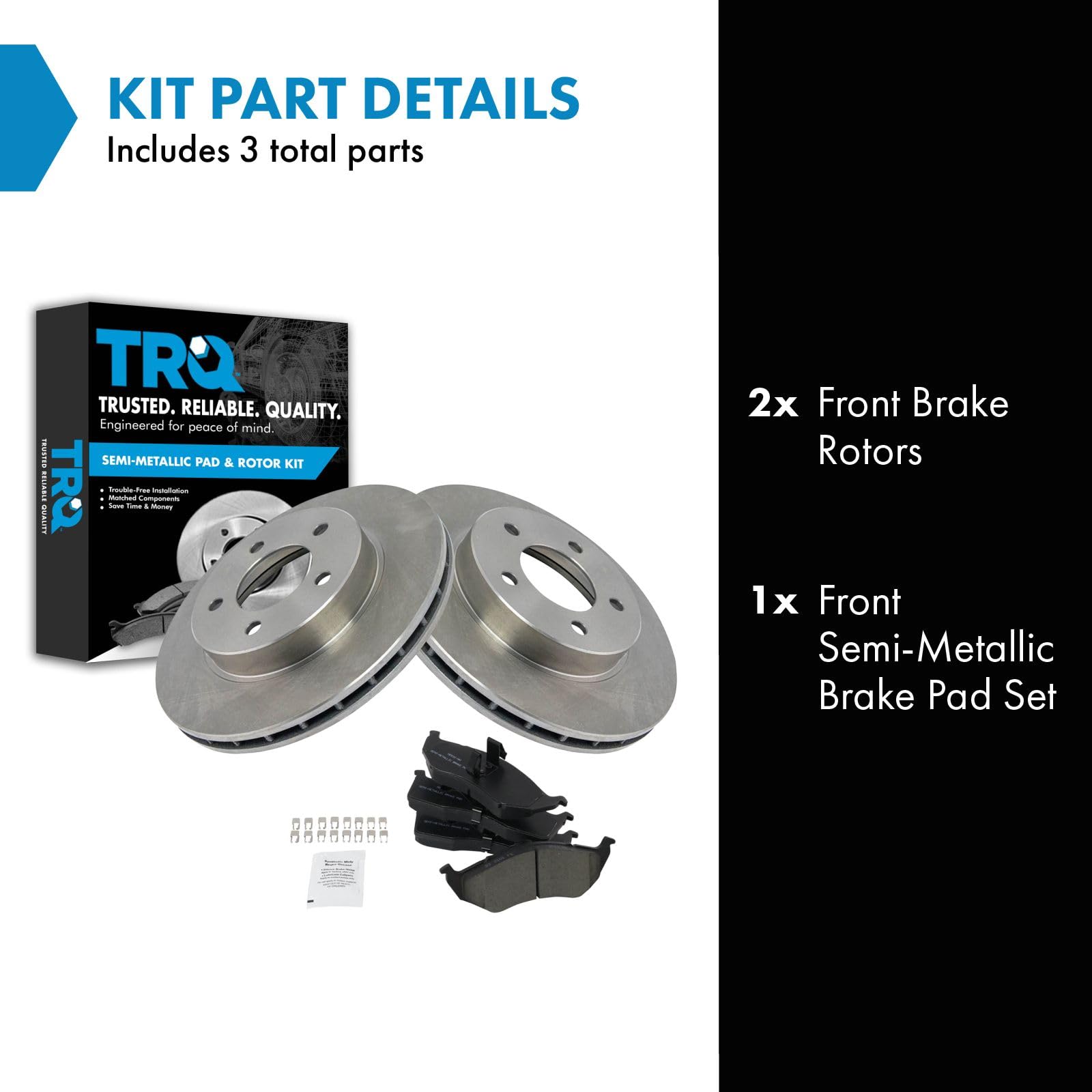 Trq Front Brake Pad & Rotor Kit Brake Pads Brake Rotor Semi-Metallic Compatible With 1993-1994 Chrysler Concorde 1994-1997 Lhs 1