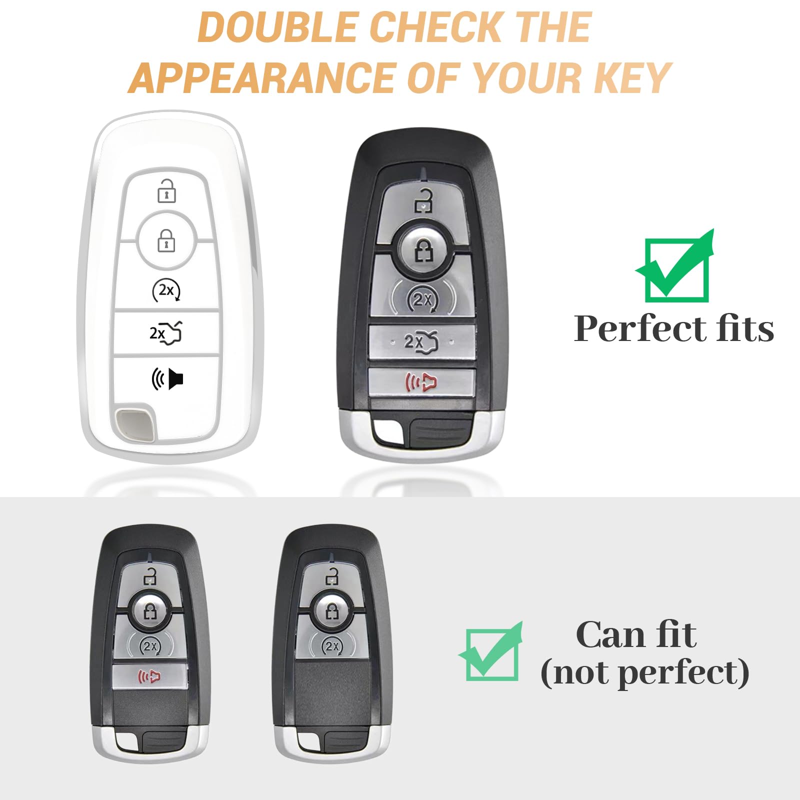 COGEEK Key Fob Cover with Bling Lanyard, Compatible with Bronco Edge Escape Expedition Explorer Fusion Mustang Ranger F150 F250