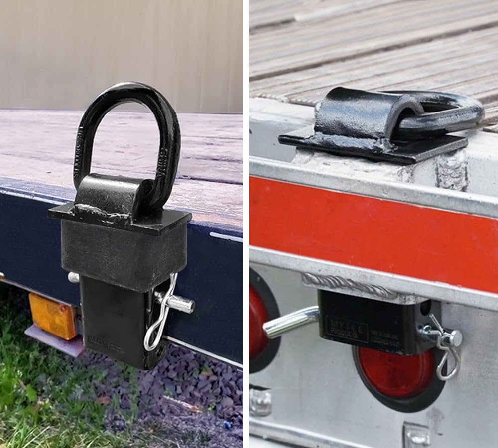 Mytee Products Heavy Duty Adjustable Trailer Stake Pocket D Ring Black Powder Coated W/ 1/2'' Hitch Pin, Load Limit 5400 Lbs & 4