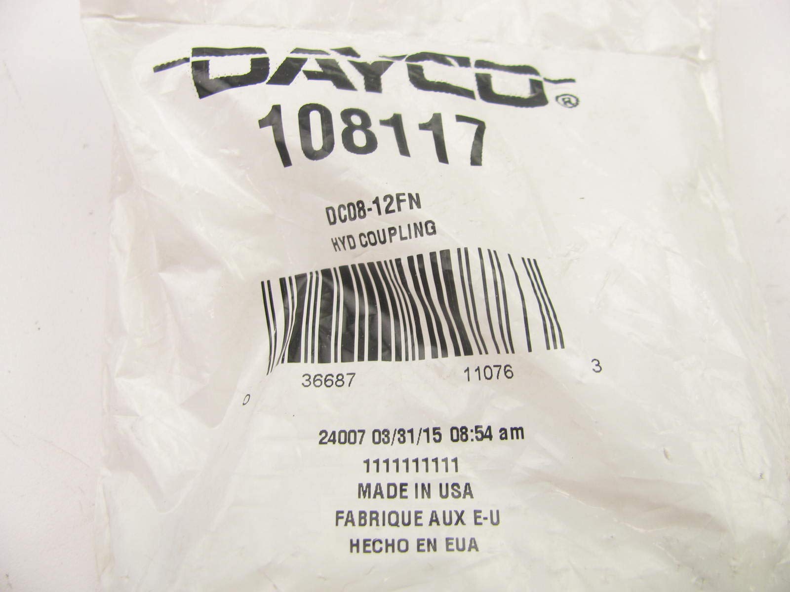 Dayco 108117 Hydraulic Coupling