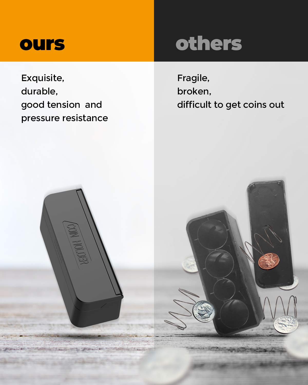 Joytutus Coin Holder For Car Change Organizer Universal Storage Coin Money Dispenser Fit For Most Car Trucks Accessories(Black,