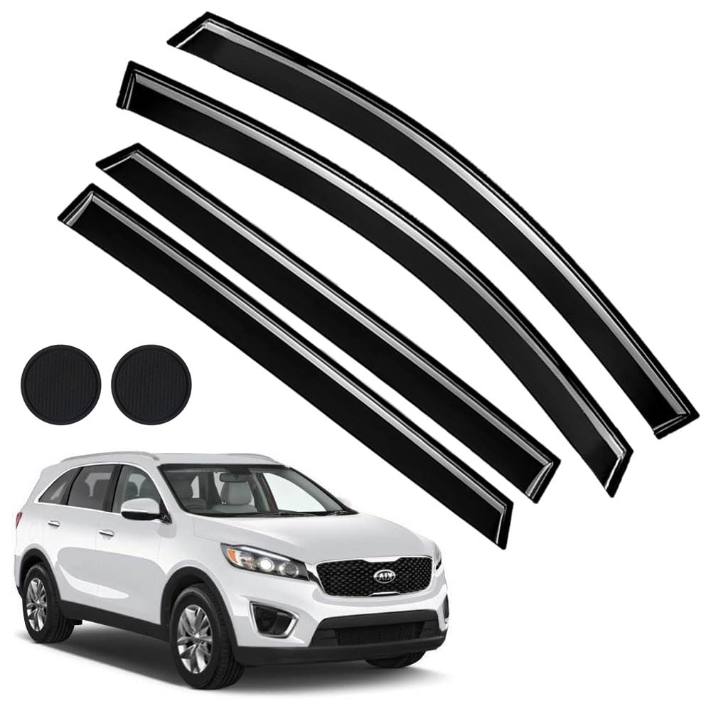 Rain Guards For Kia Sorento 2016-2020, Tape-On Side Window Deflectors For Kia Sorento, Window Visors For Kia Cars, Car Accessori