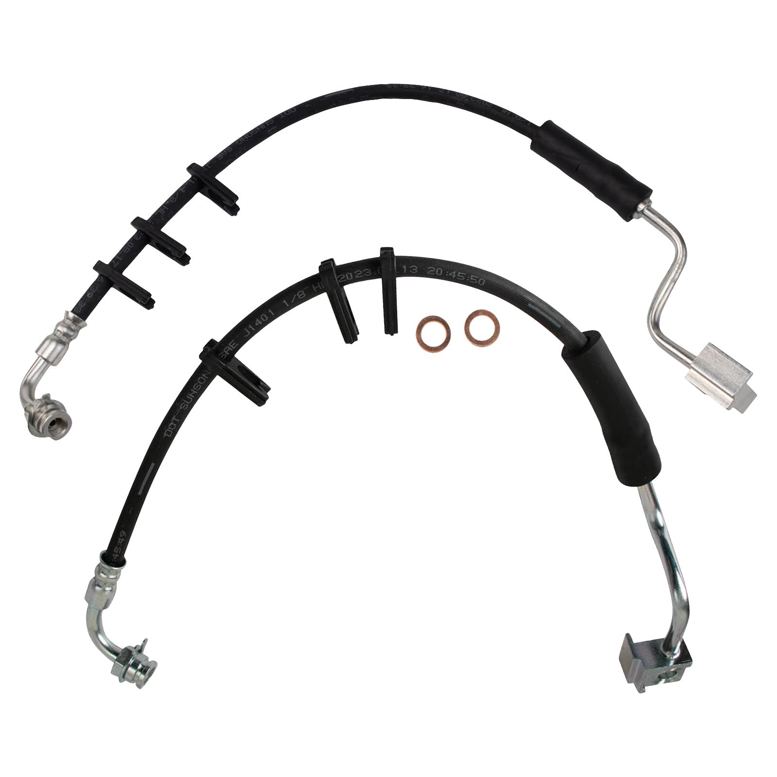 Trq Front Brake Hose Set Compatible With 2003 Ford E-150 E-150 Club Wagon 2000-2002 E-150 Econoline 1994-2002 E-150 Econoline Cl