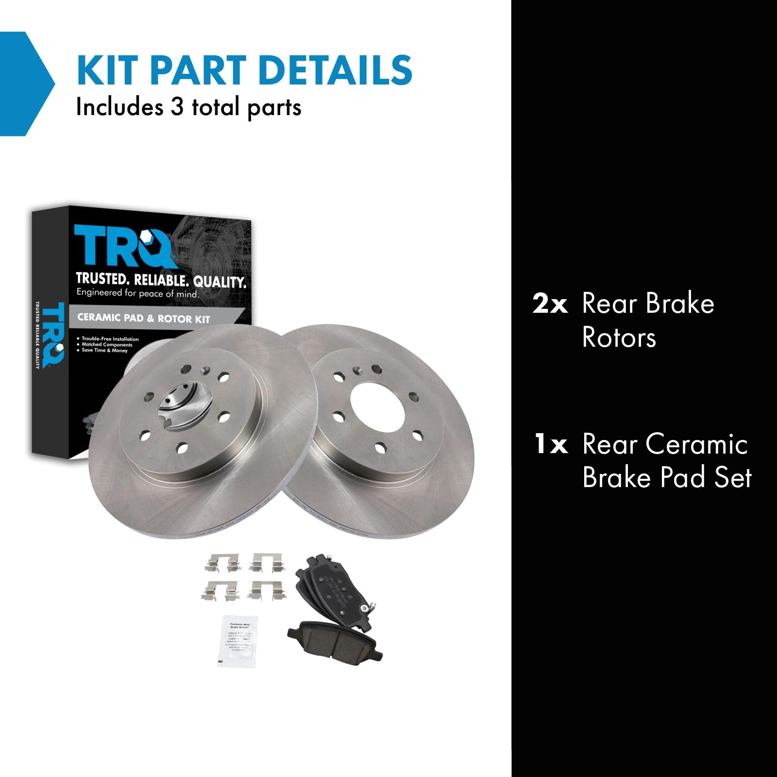 Trq Rear Brake Pad & Rotor Kit Brake Pads Brake Rotor Ceramic Compatible With 2006-2007 Buick Terraza 2006-2008 Chevrolet Upland