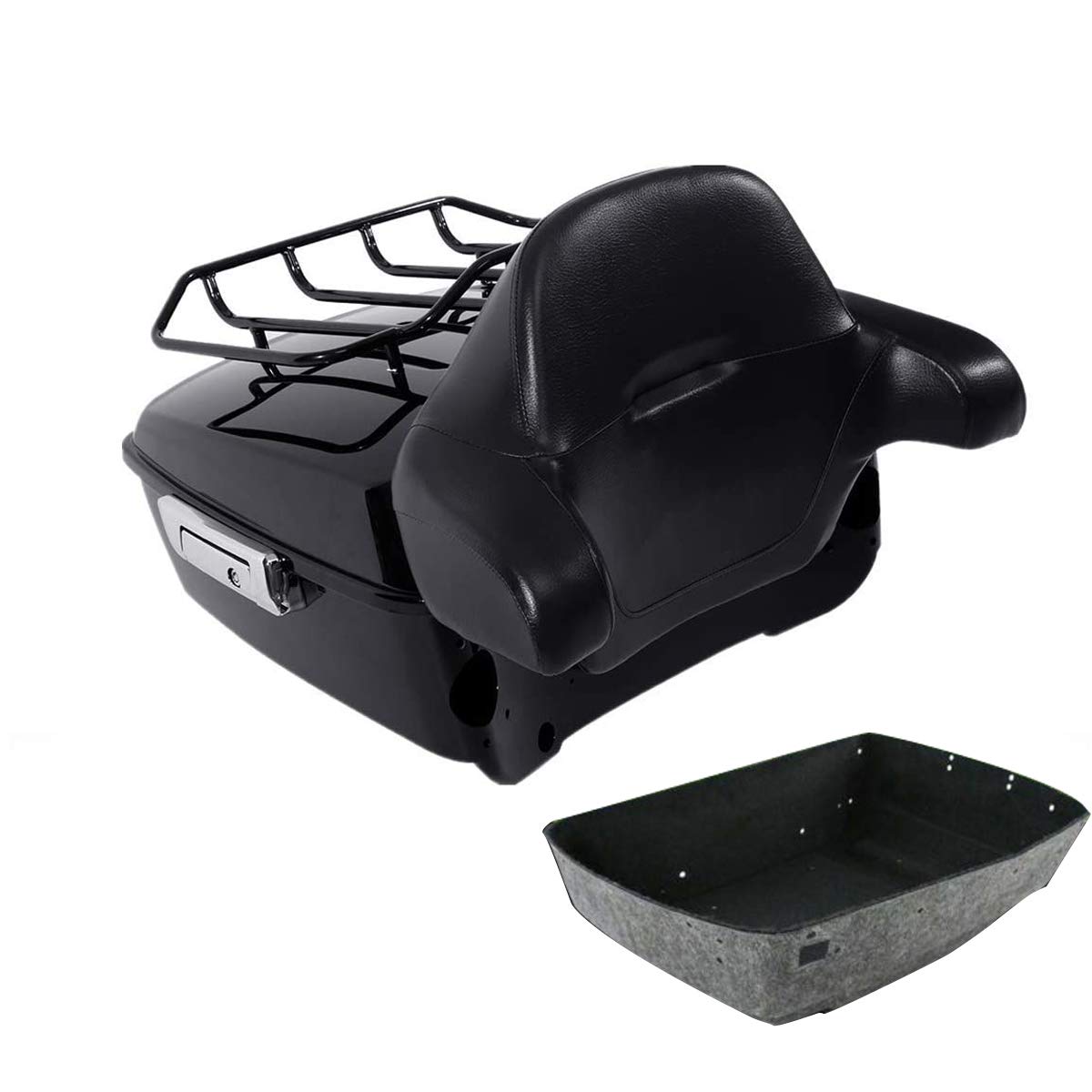 SLMOTO King Tour Pack Trunk w/Premium Tour Pack Luggage Rack Trunk Wrap Backrest Fit for Harley CVO Road King Road Glide Street 